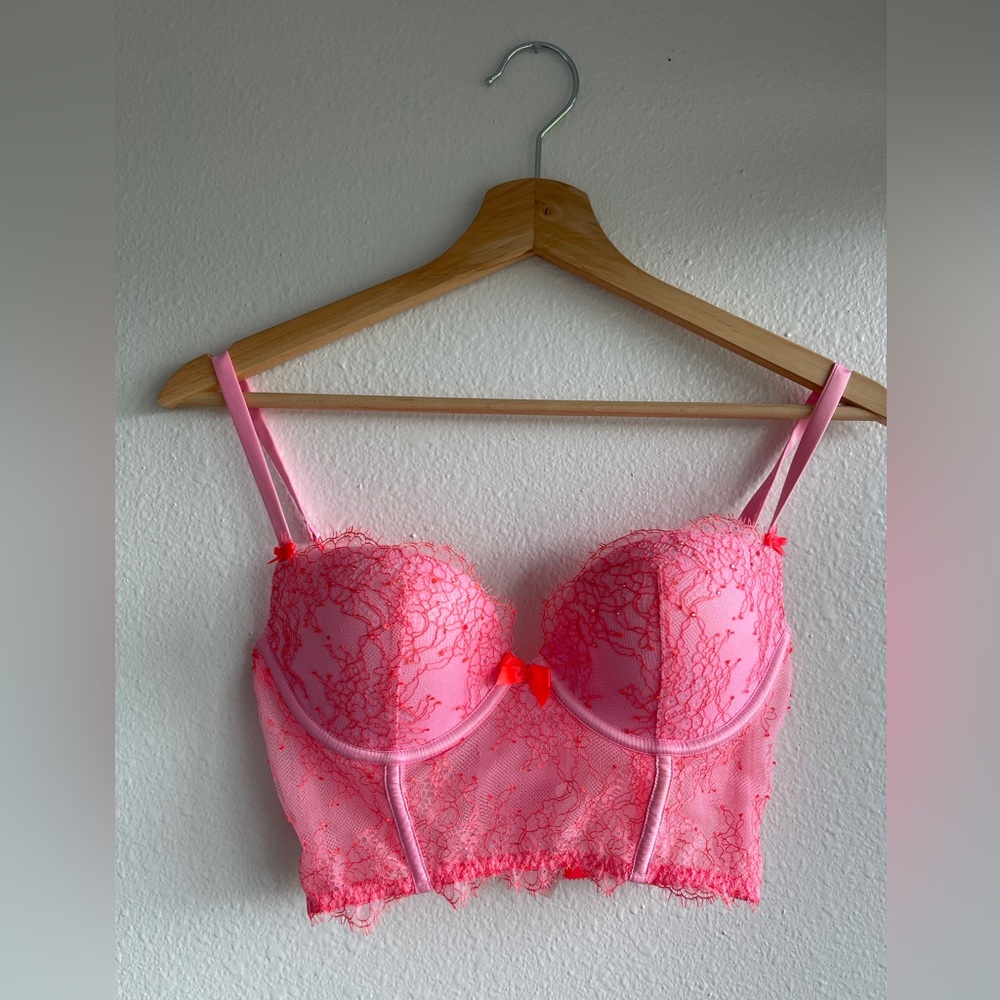 Victoria's Secret Pink and Red Lace Bra